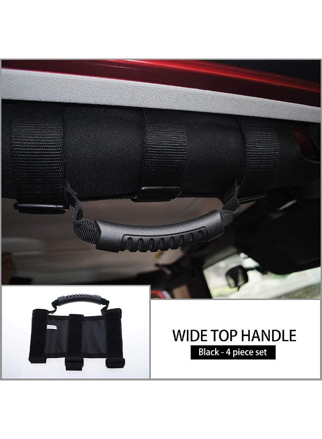 KISSUN 4X Roll Bar Grab Handles for Jeep Wrangler, Fit for 1955-2021 Jeep Wrangler YJ CJ TJ JK JKU JL JLU & Gladiator JT Sports Sahara Freedom Rubicon X & Unlimited X 2/4 Door Roll Bar (Black) - Image 2
